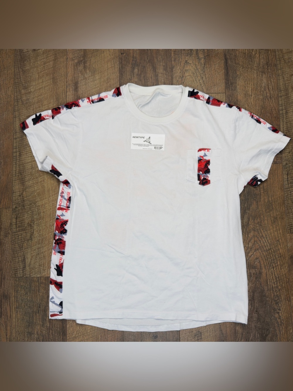 Mecha Graphic Pocket NEWTYPE T-Shirt White Camo Medium Streetwear Anime